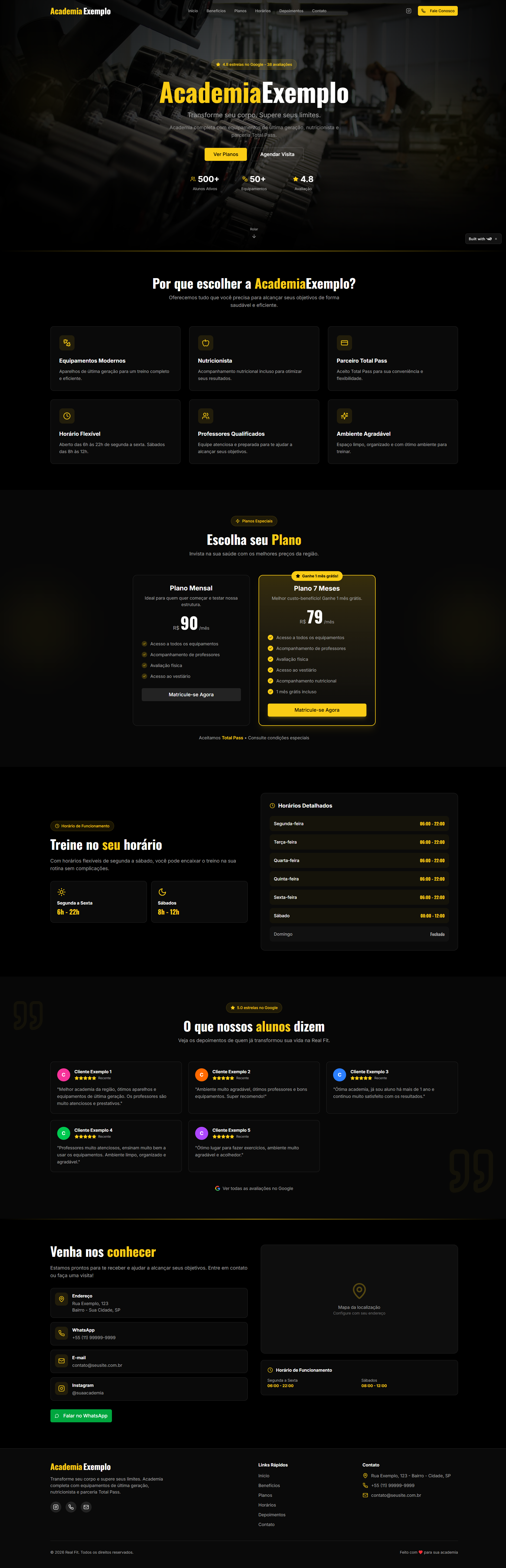 Screenshot do projeto Portifolio - Academia